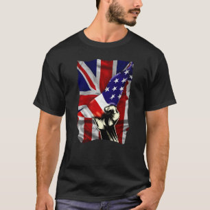 T-shirt Drapeau à moitié américain Britanniques RAOTS USA