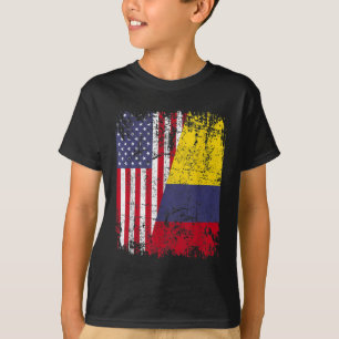 T-shirt Drapeau à moitié américain COLOMBIE RACINE COLOMBI