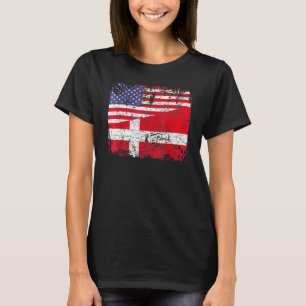 T-shirt Drapeau à moitié américain Danemark Patriotique