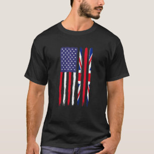 T-shirt Drapeau à moitié américain des racines britannique