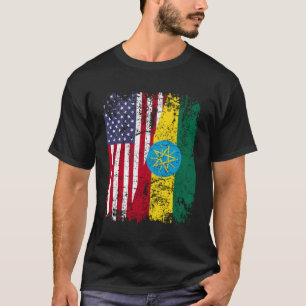 T-shirt Drapeau à moitié américain des racines éthiopienne