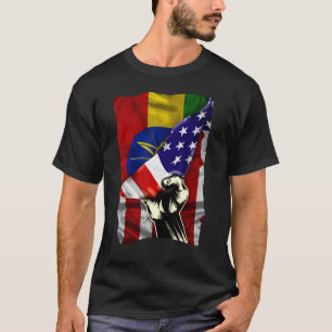 T-shirt Drapeau à moitié américain Éthiopie RACINES USA Dr