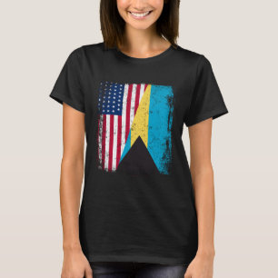 T-shirt Drapeau à moitié bahaméen Vintages Bahamas USA