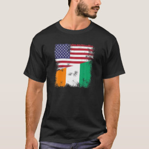 T-shirt Drapeau à moitié ivoirien Vintage Côte d'Ivoire