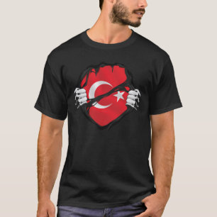 T-shirt Drapeau à racines pures de Turquie noir