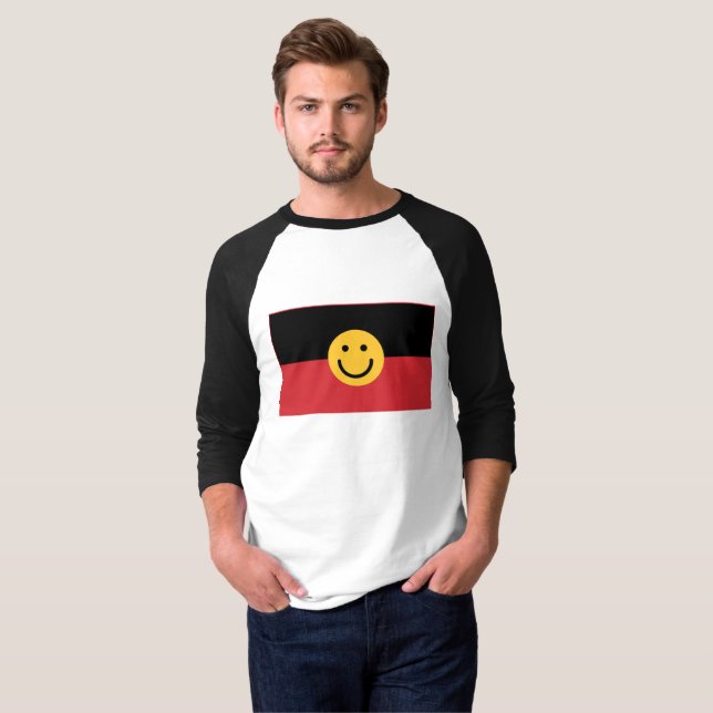 T-shirt Drapeau aborigène australien avec visage sourire (Devant entier)