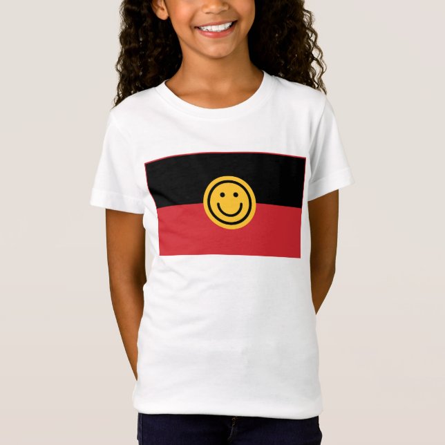 T-Shirt Drapeau aborigène australien avec visage sourire (Devant)