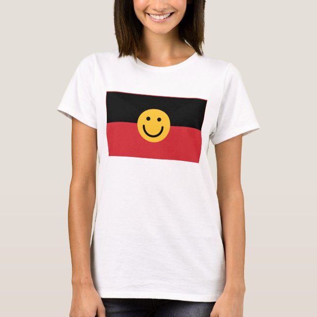 T-shirt Drapeau aborigène australien avec visage sourire (Devant)