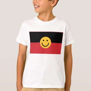 T-shirt Drapeau aborigène australien avec visage sourire