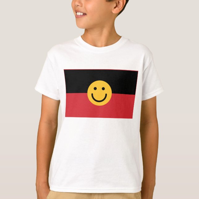 T-shirt Drapeau aborigène australien avec visage sourire (Devant)