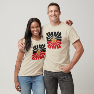 T-shirt Drapeau aborigène australien, motif de fleurs au c