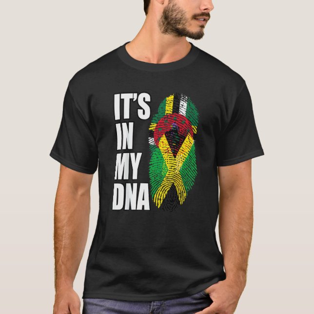 T-shirt Drapeau Adn Mix Dominica Et Jamaïcain (Devant)