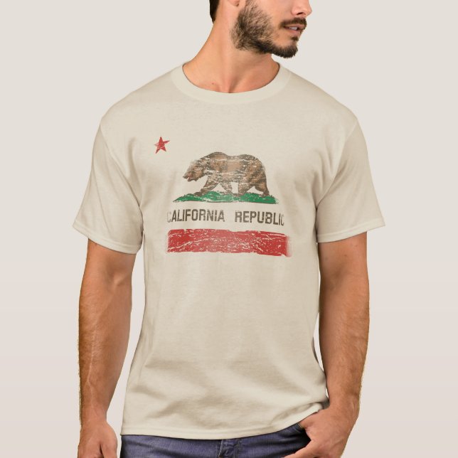 T-shirt Drapeau affligé de République de la Californie (Devant)
