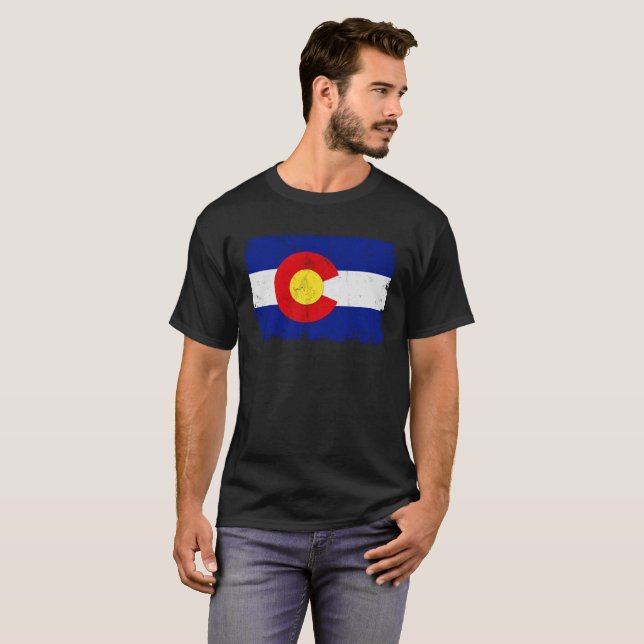 T-shirt Drapeau affligé du Colorado (Devant entier)
