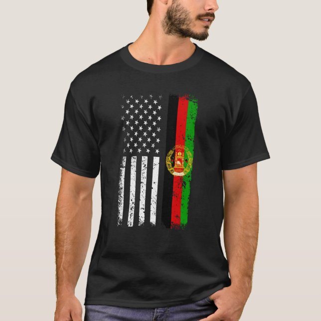 T-shirt Drapeau afghan américain   Drapeau Afghanistan Éta (Devant)