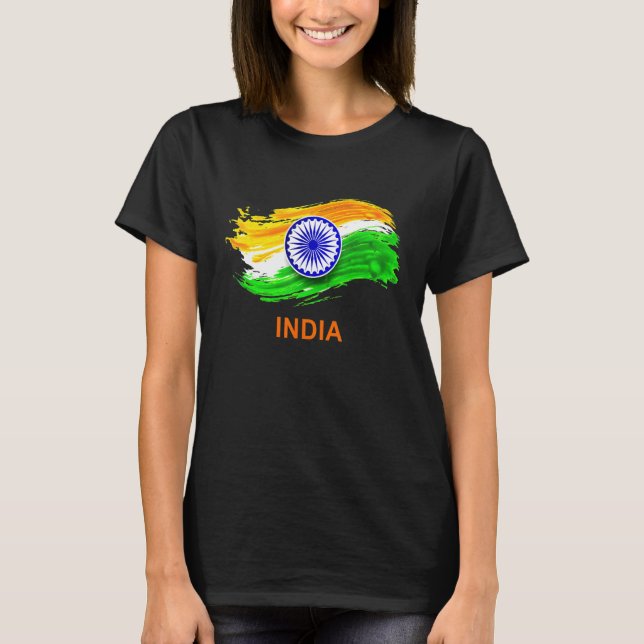 T-shirt Drapeau agité d'Inde Bharat Indien (Devant)