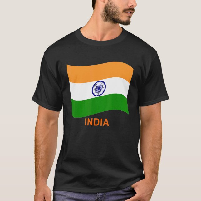 T-shirt Drapeau agité indien Bharat d'Inde (Devant)