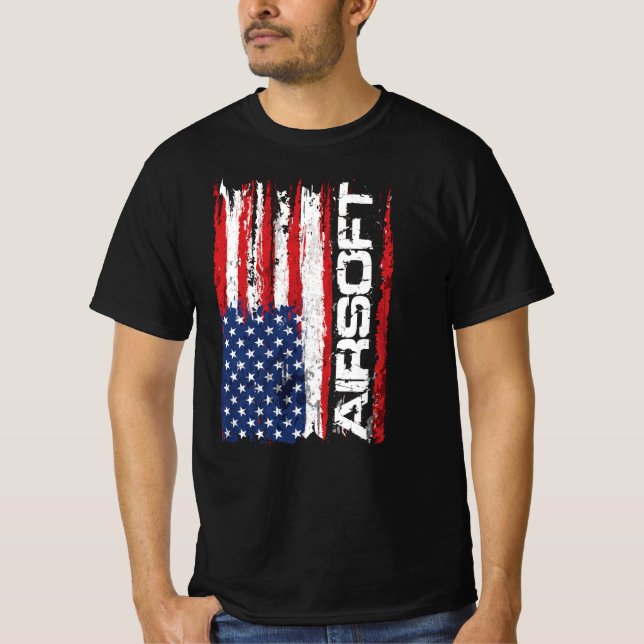 T-shirt Drapeau Airsoft Grunge USA (Devant)