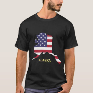 T-shirt Drapeau ALASKA FAMILLE RÉUNION Rouge Blanc Bleu Et
