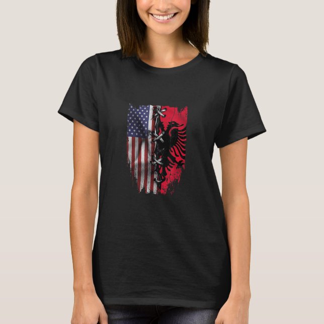 T-shirt Drapeau albanais américain cultivé Roots USA Alban (Devant)