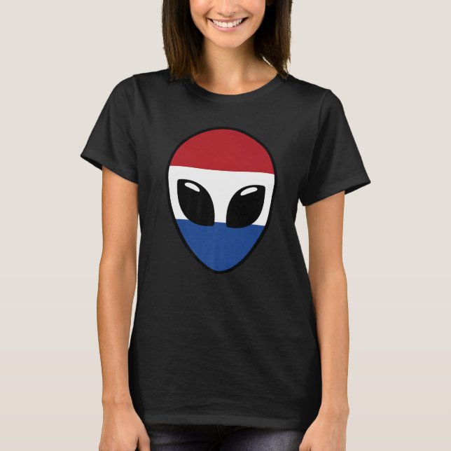 T-shirt Drapeau Alien Face Pays-Bas Holland Dutch (Devant)