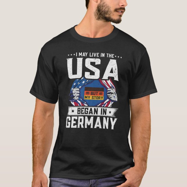T-shirt Drapeau Allemand Américain Mon Histoire A Commencé (Devant)