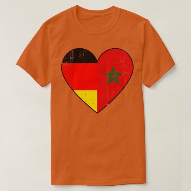T-shirt Drapeau Allemand Et Marocain Coeur Morroco (Design devant)