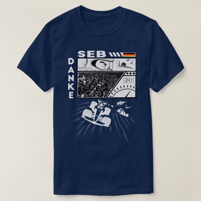 T-shirt Drapeau allemand Merci F1 Racing Danke Seb (Design devant)