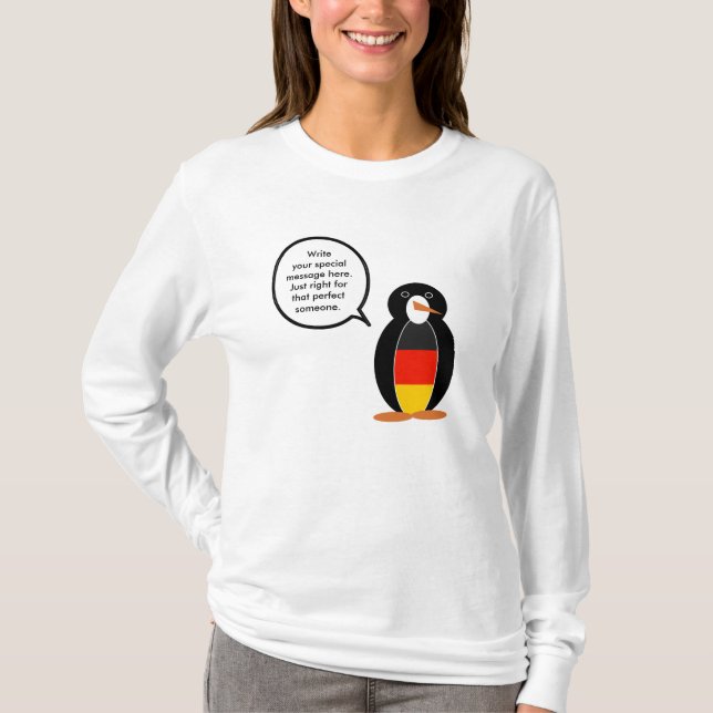 T-shirt Drapeau allemand Mme Penguin manches longues pour  (Devant)