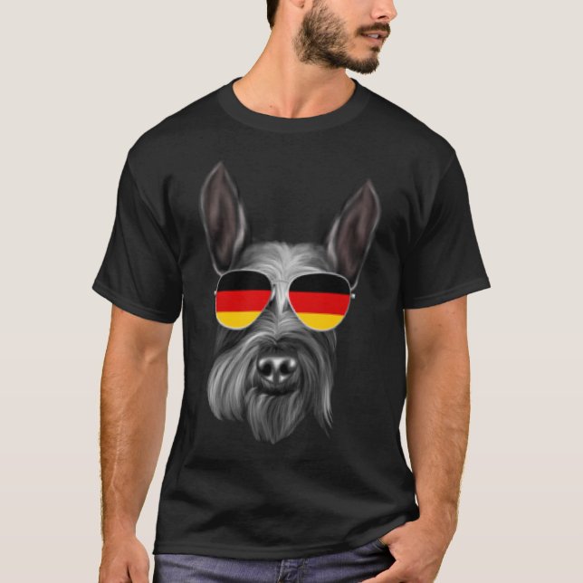 T-shirt Drapeau allemand Schnauzer Chien Allemagne Poche (Devant)
