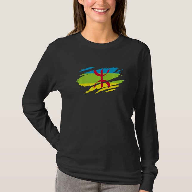 T-shirt Drapeau Amazigh Dans Mon Coeur Fier Drapeau Berbèr (Devant)