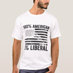 T-shirt Drapeau américain 100% américain 0% libéral républ