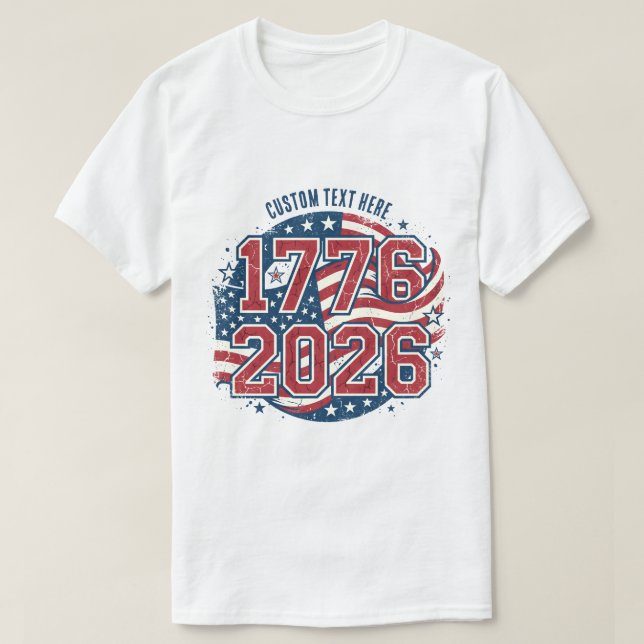 T-shirt Drapeau américain 1776 2026 Anniversaire (Design devant)