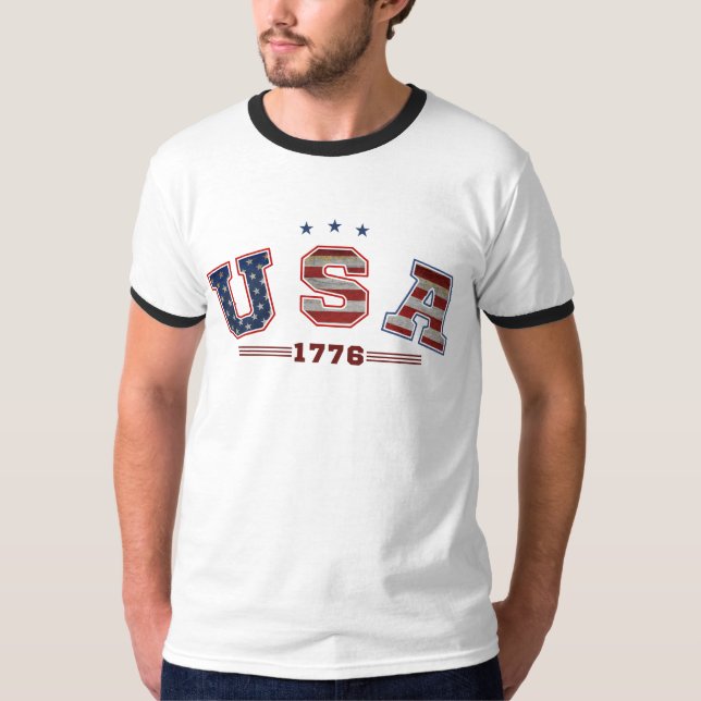 T-shirt Drapeau américain 1776 4 juillet Jour des Vétérans (Devant)