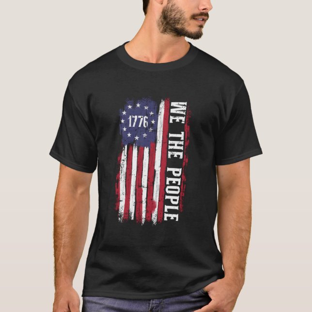 T-shirt Drapeau Américain 1776 Nous Le Peuple Pour Indépen (Devant)