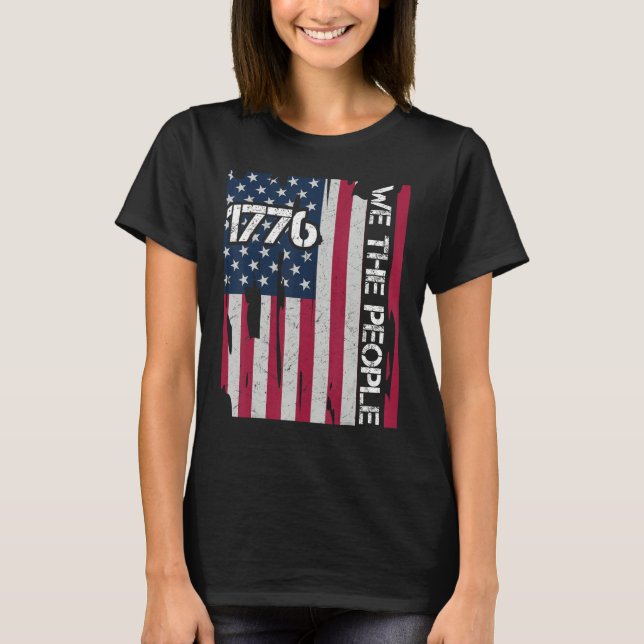T-shirt Drapeau Américain 1776 Nous Le Peuple Pour Indépen (Devant)
