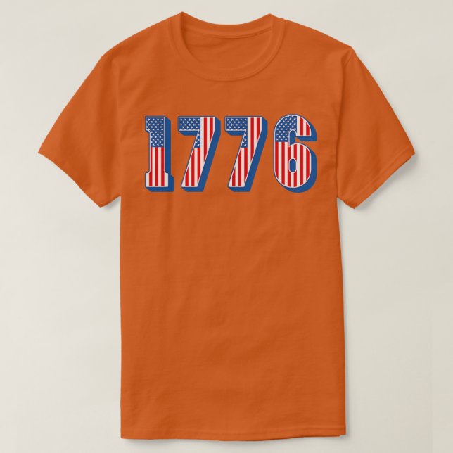 T-shirt Drapeau américain 1776 Texte (Design devant)