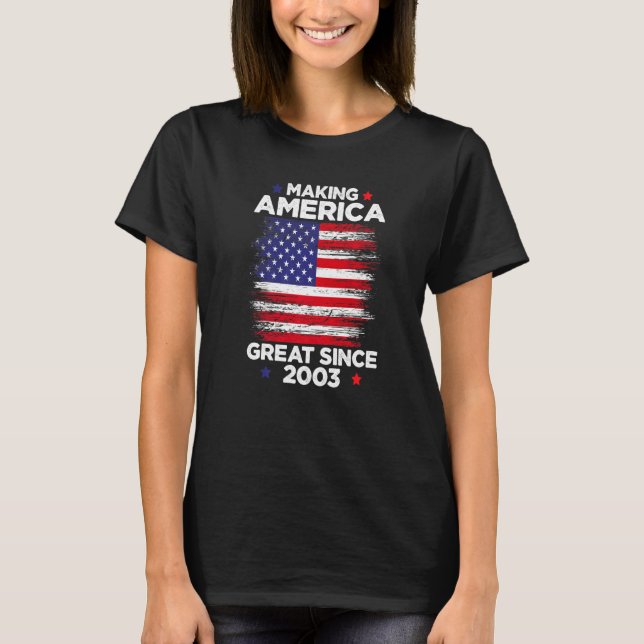 T-shirt Drapeau Américain 19e anniversaire stupéfiant depu (Devant)