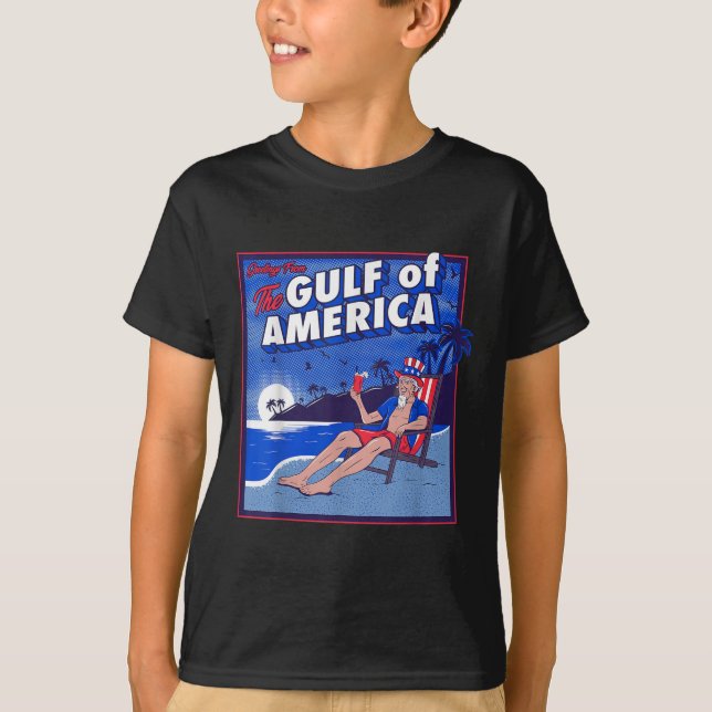 T-shirt Drapeau Américain 2025 Du Golfe Rétro D'Amérique E (Devant)
