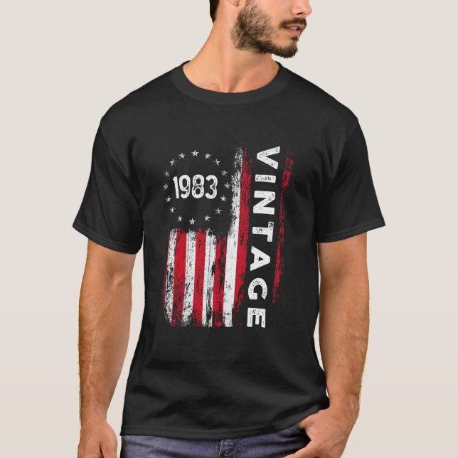T-shirt Drapeau Américain 40E 1983 (Devant)