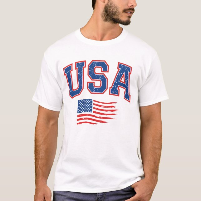 T-shirt Drapeau américain 4 juillet (Devant)