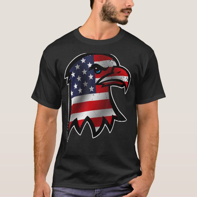 T-shirt Drapeau américain 4 juillet Aigle patriotique (Devant)