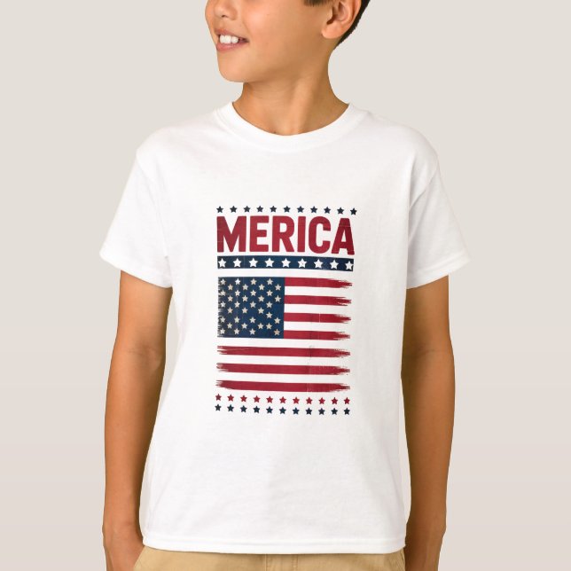 T-shirt Drapeau américain 4 juillet Amérique (Devant)
