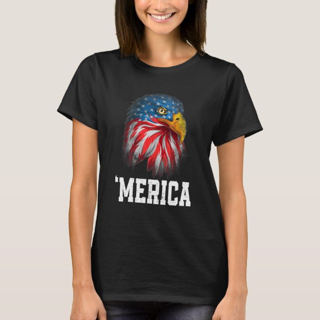T-shirt Drapeau américain 4 juillet 'Amérique Bald Eagle U (Devant)