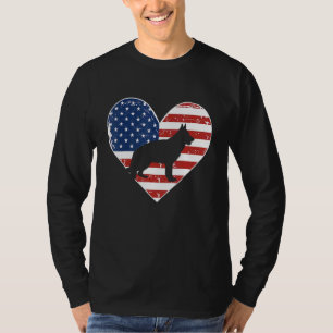 T-shirt Drapeau américain 4 juillet Belge Malinois Papa Ma