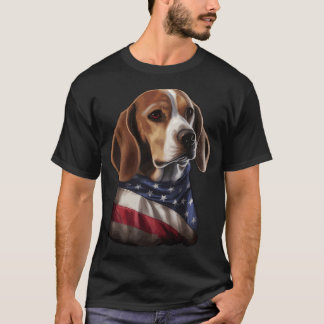 T-shirt Drapeau américain 4 juillet Chien Beagle patriotiq