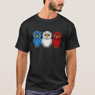 T-shirt Drapeau américain 4 juillet chouette