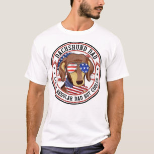 T-shirt Drapeau américain 4 juillet Dachshund Papa