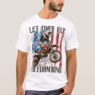 T-shirt Drapeau américain 4 juillet Dirt Bike Motocross Ra