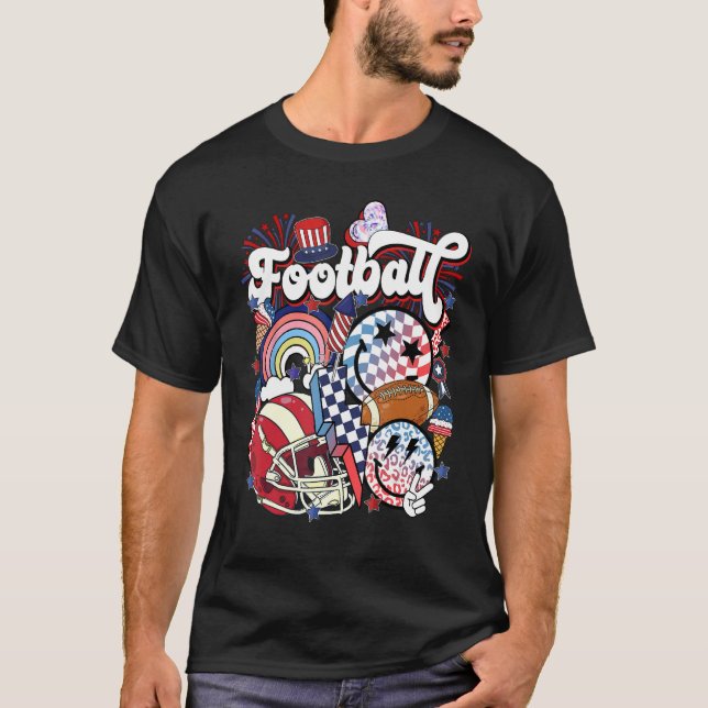 T-shirt Drapeau américain 4 juillet football patriotique (Devant)